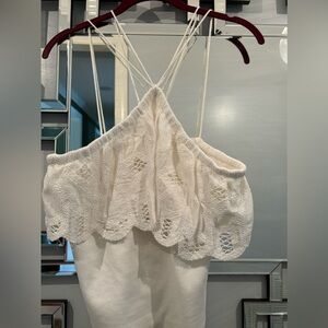 NWT WHITE ANTHROPOLOGIE RUFFLED HALTER TANK